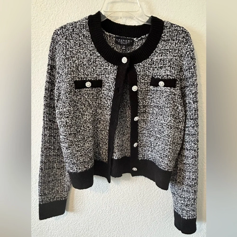 Laundry by Shelli Segal Faux Pearl Cardigan SZ L‎